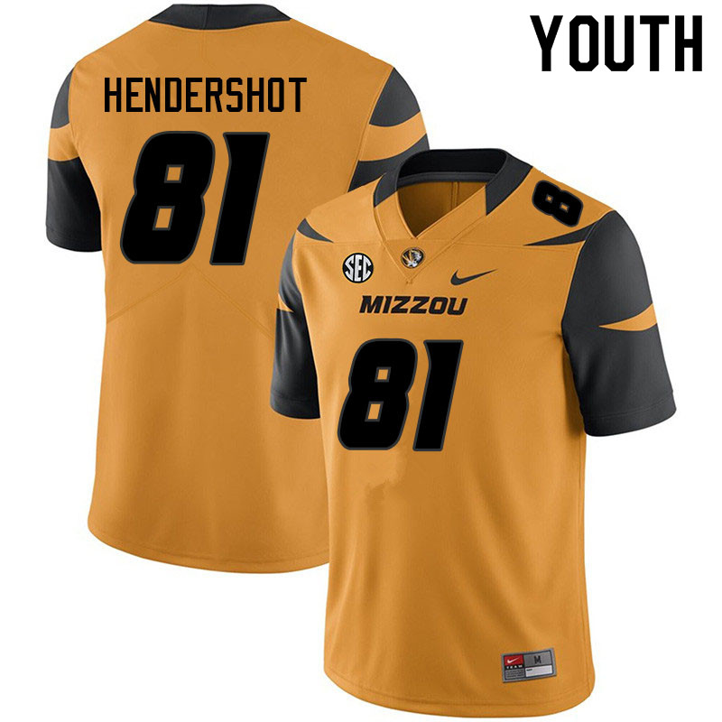 Youth #81 Shawn Hendershot Missouri Tigers College Football Jerseys Sale-Yellow - Click Image to Close